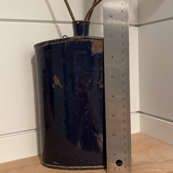 Vintage enamel flask/bud vases UNIQUE! Stunning blue! SET OF 2! - Picture 6 of 8